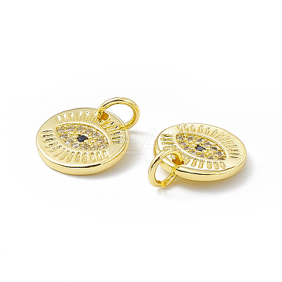 Rack Plating Brass Micro Pave Cubic Zirconia Charms KK-B065-01G-1