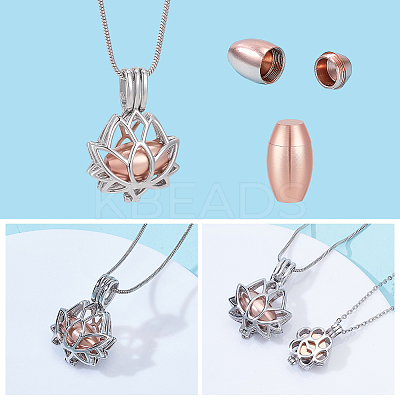 2Pcs 2 Styles Stainless Steel Pendant Urn Ashes Necklaces NJEW-ME0001-10-1