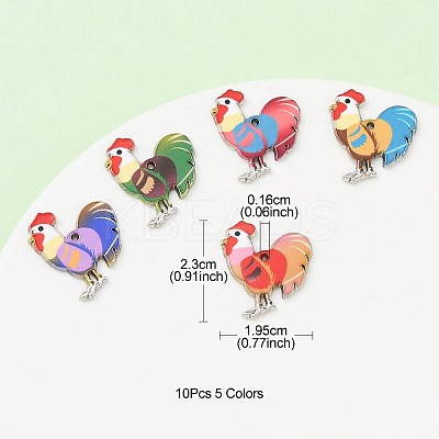 10Pcs 5 Colors Alloy Enamel Pandants ENAM-YW0003-60-1