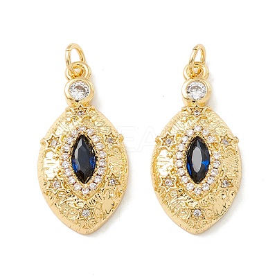 Rack Plating Brass Micro Pave Midnight Blue Cubic Zirconia Pendants KK-D073-08G-1