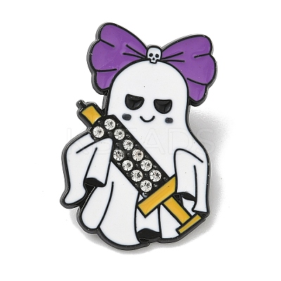 Hallowmas Ghost Enamel Rhinestone Lapel Pin Backs LS-JEWB-K018-34EB-1