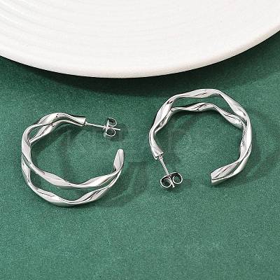 304 Stainless Steel Two-layer C-Shaped Stud Earrings EJEW-P324-11P-1