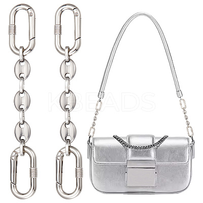 2Pcs 304 Stainless Steel Oval Link Bag Extender Chains AJEW-UN0001-74-1