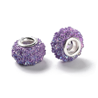 AB Color Resin Rose Flower European Beads RESI-M001-05C-1