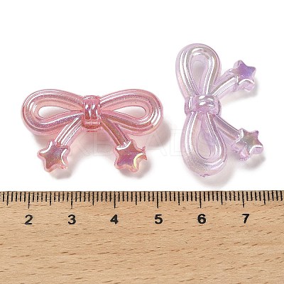 Bowknot with Star UV Plating Luminous Rainbow Iridescent Acrylic Beads LACR-R001-05A-1