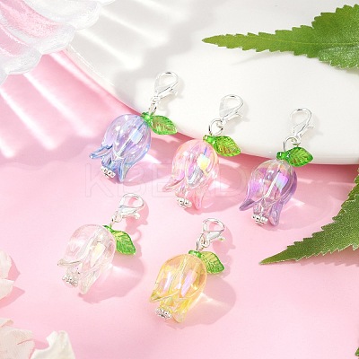 Tulip Acrylic Pendant Decorations HJEW-JM03082-02-1