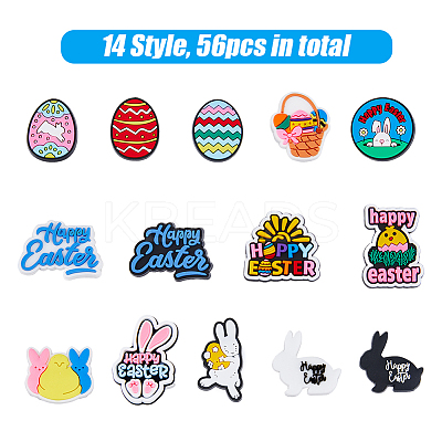 56Pcs 14 Style Easter Theme PVC Plastic Cabochons KY-FH0001-21-1