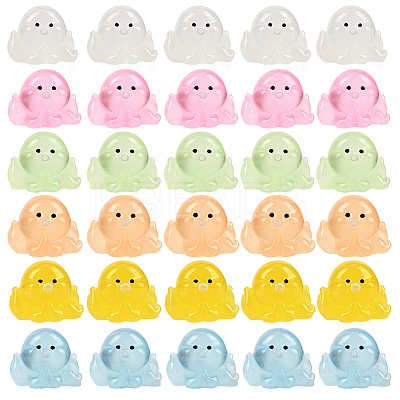 120Pcs 6 Colors Luminous Transparent Resin Octopus Display Decorations Glow in the Dark RESI-SP0001-46-1