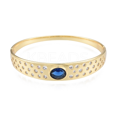 Cubic Zirconia Oval Hinged Bangle BJEW-G651-10G-02-1