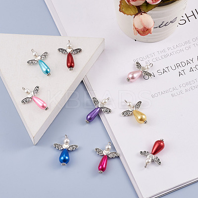 80Pcs 2 Style Imitation Pearl Acrylic Pendants OACR-CD0001-07-1