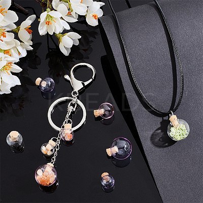 9 Sets 9 Style Transparent Glass Bottles Pendants Small DIY Bottles with Cork AJEW-PH0011-15-1