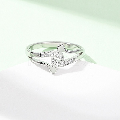 304 Stainless Steel Clear Cubic Zirconia Finger Rings for Women RJEW-Z115-01P-1