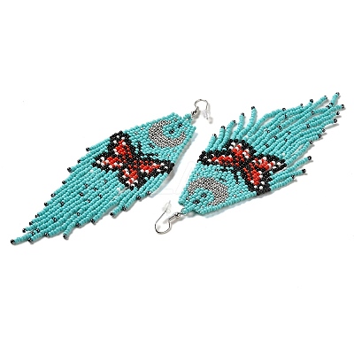 Bohemia Woven Glass Seed Bead Dangle Earrings EJEW-A046-02A-1