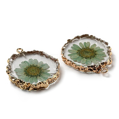 Inner Dried Flower Resin Pendants X-RESI-P028-02KCG-02-1