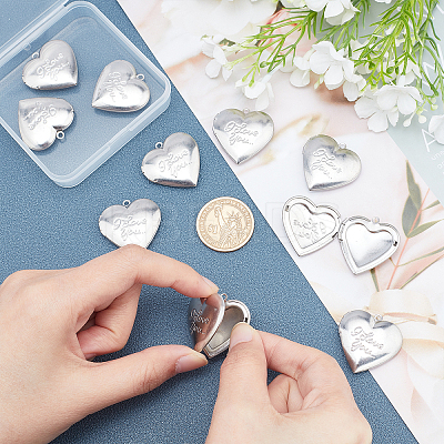 304 Stainless Steel Locket Pendants STAS-UN0016-36P-1