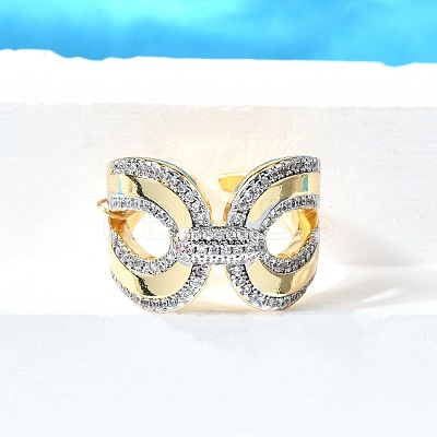 Brass Micro Pave Cubic Zirconia Cuff Rings RJEW-V007-03GP-1
