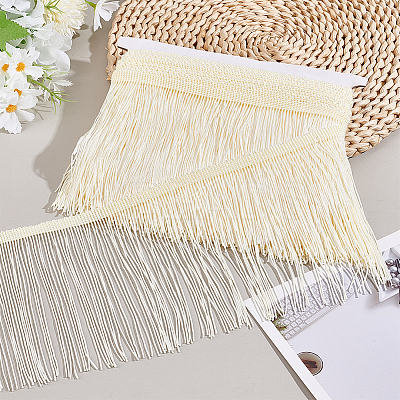 10 Yards Polyester Fringe Ribbon OCOR-WH0046-97-1