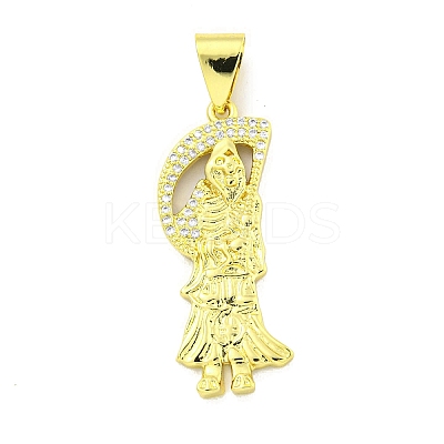 Rack Plating Brass Micro Pave Clear Cubic Zirconia Pendants KK-B091-30G-02-1