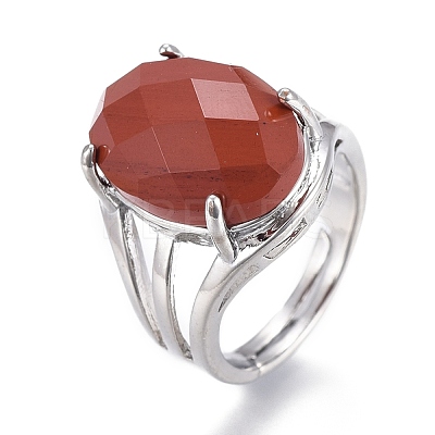 Adjustable Faceted Natural & Synthetic Gemstone Finger Rings RJEW-I068-B-1-1