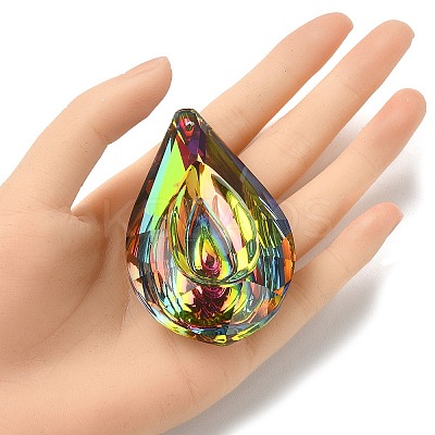 Electroplated K9 Glass Big Pendants EGLA-YW0003-01-1