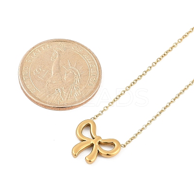 Ion Plating(IP) 304 Stainless Steel Bowknot Pendant Cable Chain Necklaces for Women NJEW-P320-12B-G-1