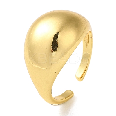 Rack Plating Brass Plain Dome Open Cuff Rings RJEW-M162-21G-1