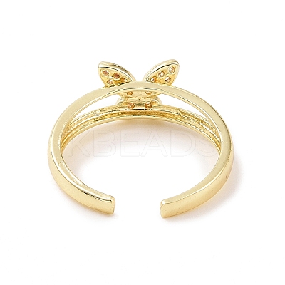 Clear Cubic Zirconia Butterfly Open Cuff Ring X-RJEW-B028-02G-1