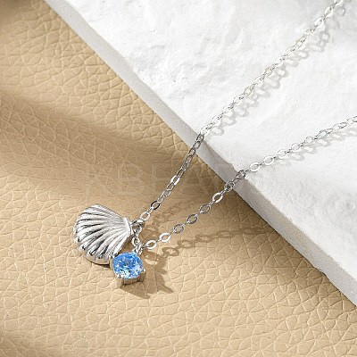 925 Sterling Silver Micro Pave Cubic Zirconia Pendant Necklaces for Women NJEW-V007-01P-1