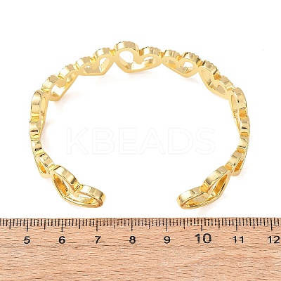 Brass Micro Pave Clear Cubic Zirconia Cuff Bangles for Women BJEW-C140-35G-1
