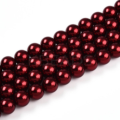 Baking Paint Pearlized Glass Pearl Bead Strands HY-N002-8mm-A13-1