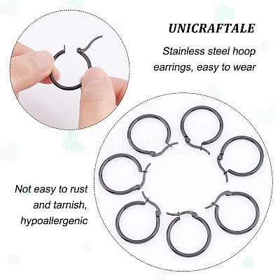 12 Pairs 304 Stainless Steel Hoop Earrings EJEW-UN0001-88-1