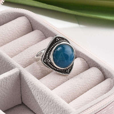 Natural Banded Agate Adjustable Rings G-P560-03AS-16-1
