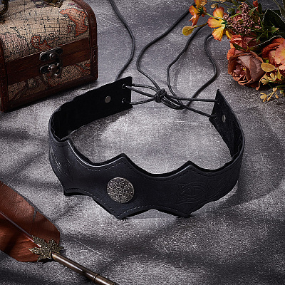 PU Leather & Alloy Headbands Hair Accessories for Women Girls OHAR-WH20009-02B-03-1