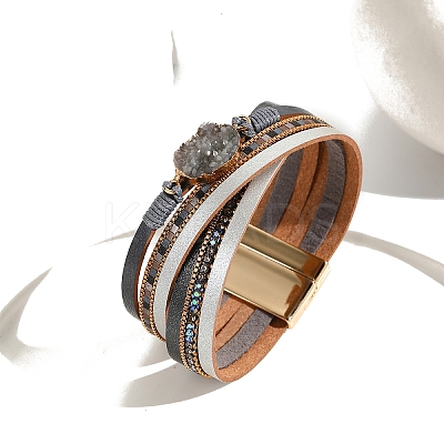 Braided PU Leather Crod Multi-strand Bracelets for Women PW-WGA5B72-03-1