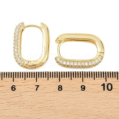 Rectangle Brass Micro Pave Clear Cubic Zirconia Hoop Earrings EJEW-D348-11G-1