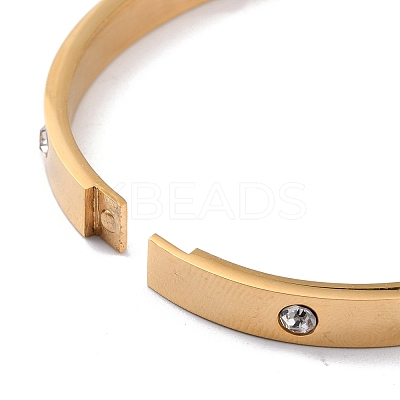 Ion Plating(IP) Clear Cubic Zirconia Classic Simple Plain Open Clasp Bangle BJEW-B055-02G-01-1