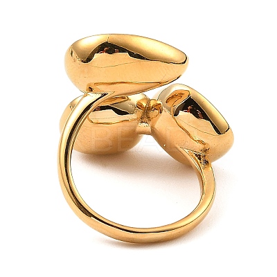 Teardrop & Square Glass Open Cuff Rings RJEW-G289-01G-06-1