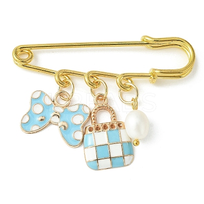 Bowknot & Bag Alloy Enamel Pendant Brooch Pin JEWB-BR00111-1