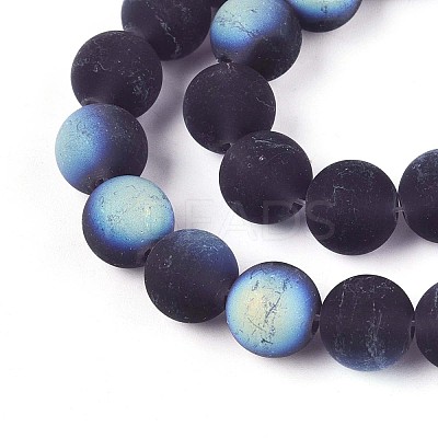 Frosted Transparent Glass Beads Strands GLAA-T032-T10mm-MBB03-1