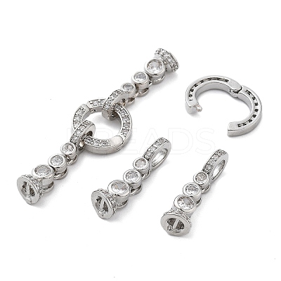 Brass with Clear Cubic Zirconia Fold Over Clasps KK-Z080-09P-1