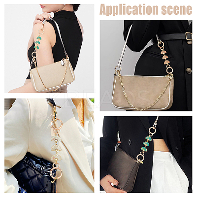 3Pcs 3 Colors Fan with Flower Alloy Enamel Link Purse Strap Extenders FIND-WR0009-38-1