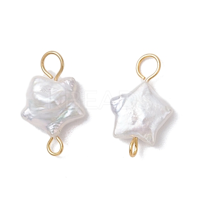 3Pcs 3 Styles Natural Keshi Pearl Connector Charms PALLOY-JF04243-1