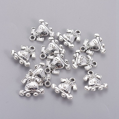 Tibetan Style Puppy Pendants TIBEP-R166-AS-LF-1