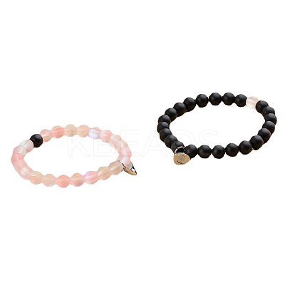 2Pcs Alloy Heart Magnetic Couple Bracelets FS-WG324B5-01-1