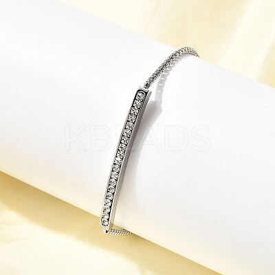 304 Stainless Steel Rhinestone Link Bracelets BJEW-P369-01P-1