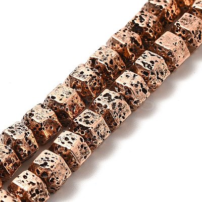 Electroplated Natural Lava Rock Beads Strands G-G984-05R-1