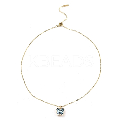 Butterfly Glass Pendant Necklaces NJEW-E105-06KCG-01-1
