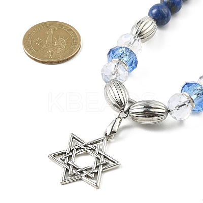 Alloy Star of David Pendant Necklace NJEW-JN04402-1