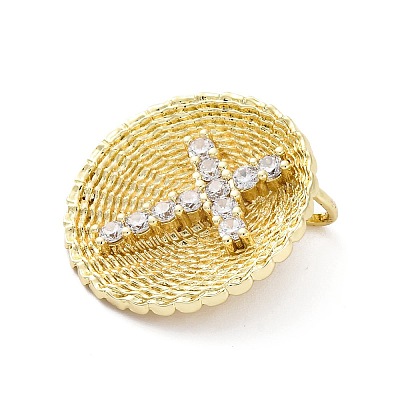 Brass Micro Pave Cubic Zirconia Pendants KK-S510-34G-01-1