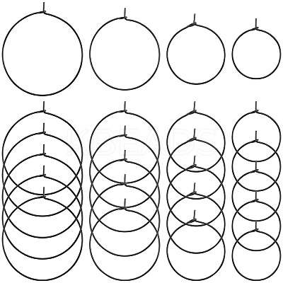 40Pcs 4 Style 304 Stainless Steel Hoop Earring Findings STAS-SC0007-30-1